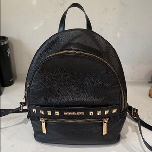 Michael Kors Black Backpack with Gold Accents